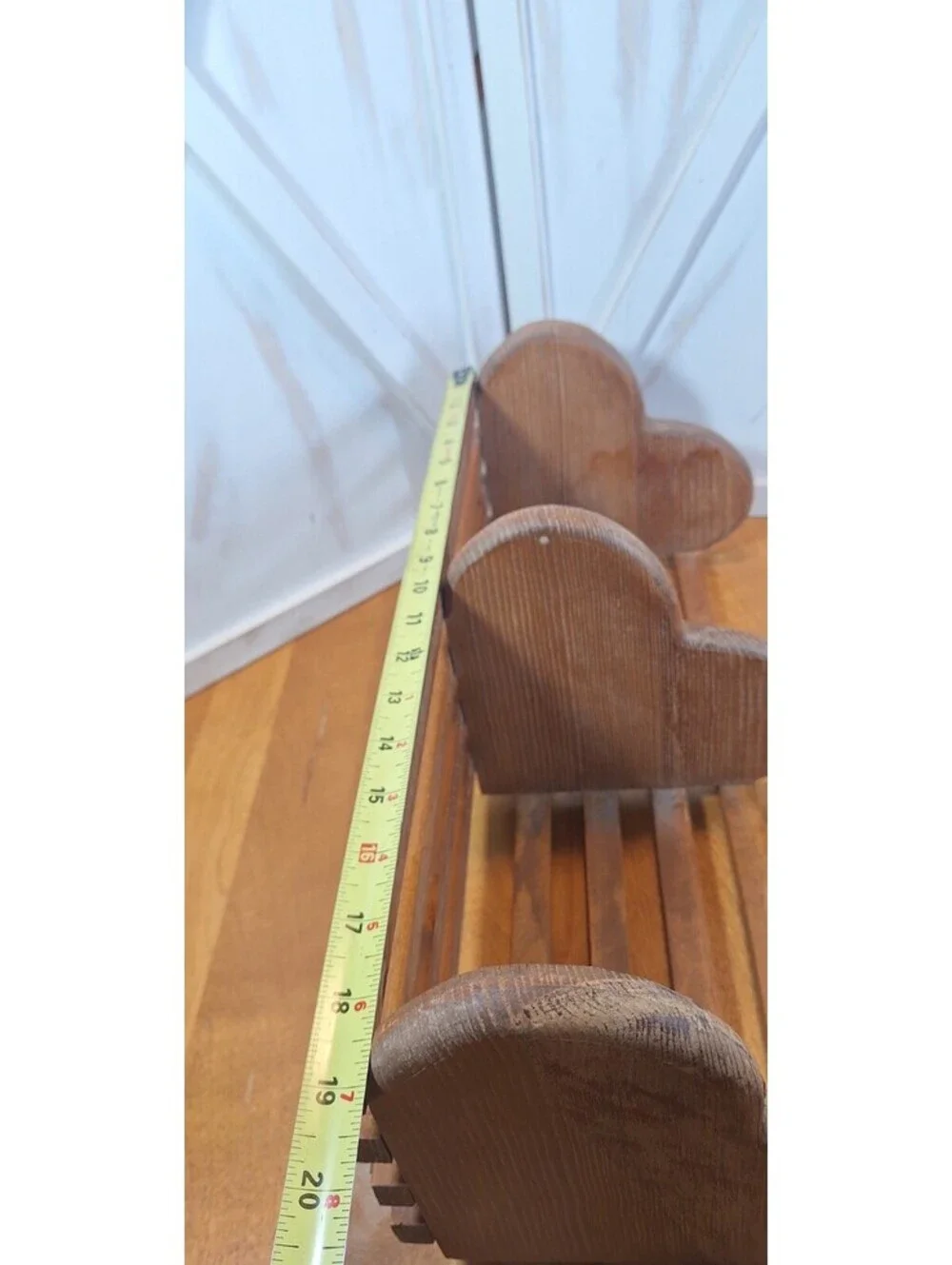 VTG Solid Wood Heart Shape Tiered Corner Trinket Shelf 19